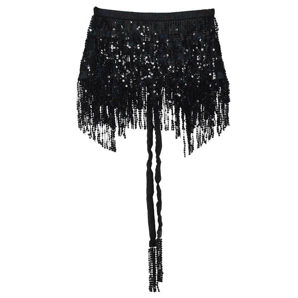 Mini Saia de Cintura Preta com Lantejoulas