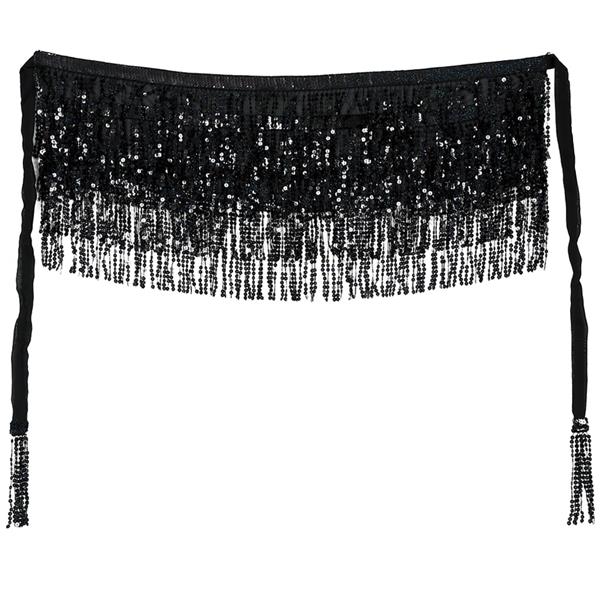 Mini Saia de Cintura Preta com Lantejoulas