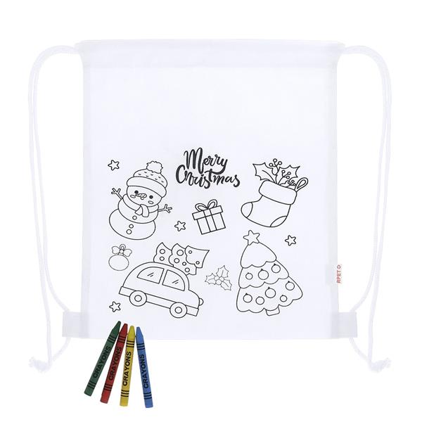 Mochila de Natal com Lápis de Cera para Pintar