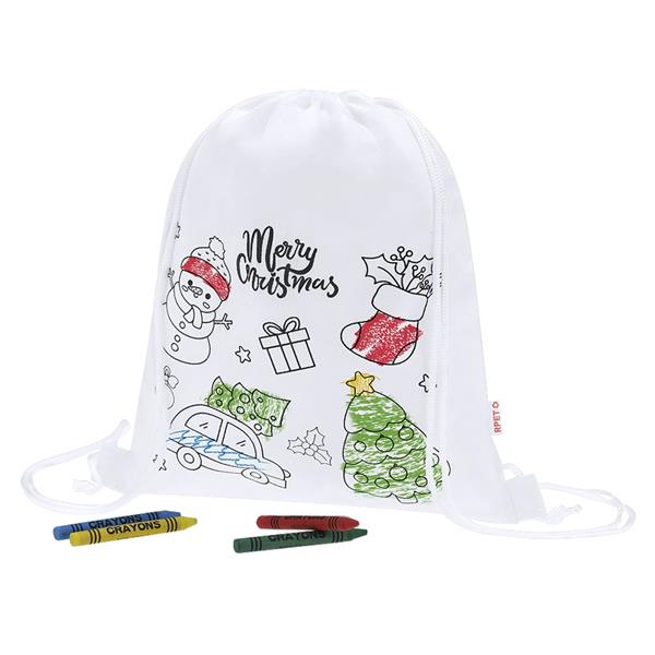 Mochila de Natal com Lápis de Cera para Pintar