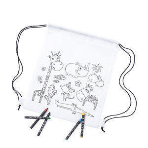 Mochila Wizzy Branca com Lápis Cor para Pintar
