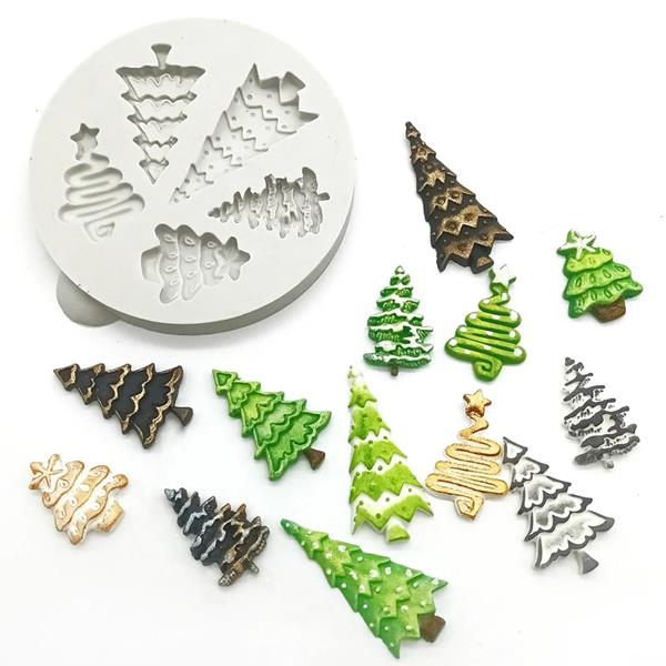 Molde de Silicone Árvores de Natal em Miniatura