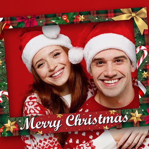 Moldura Photobooth Merry Christmas Vermelho