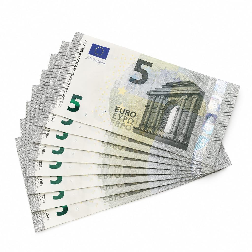 Notas papel flash 5 euros, 10 unid.