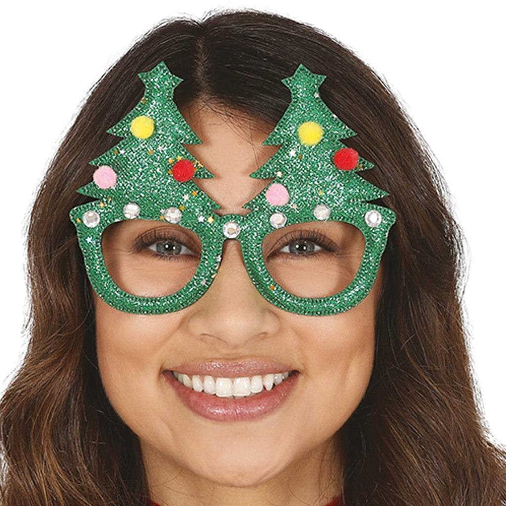 Óculos Árvore de Natal com Purpurina