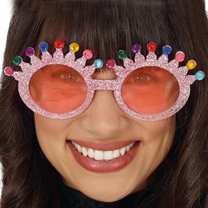 Óculos com Glitter Rosa e Bolinhas Multicolor