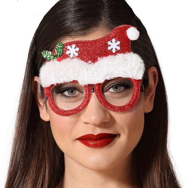 Óculos Gorro de Natal com Purpurina
