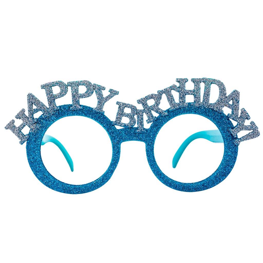 Óculos Happy Birthday Azul com Glitter
