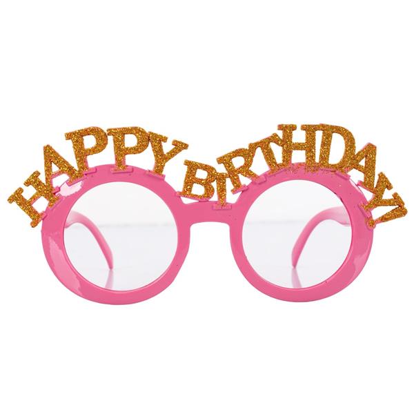 Óculos Happy Birthday Rosa com Glitter