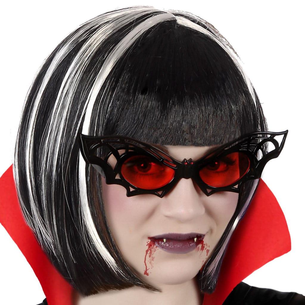 Óculos Morcego Preto com Lentes Vermelhas