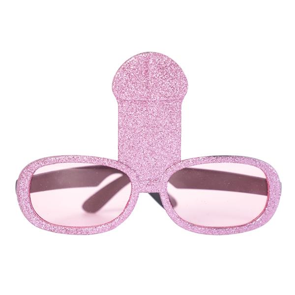 Óculos Pénis Rosa com Purpurina