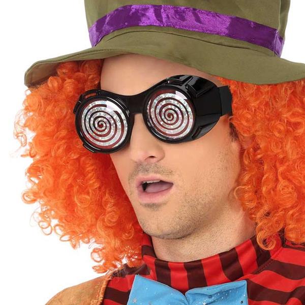 Óculos Pretos com Espirais Prateadas