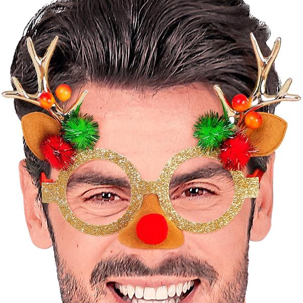 Óculos Rena de Natal Pomposa