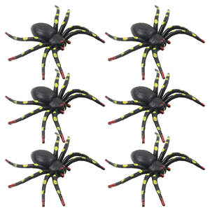 Pack 6 Aranhas Pretas Plástico, 3,5Cm