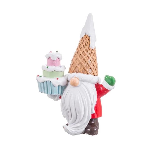 Pai Natal com Bolo e Chapéu de Gelado em Resina