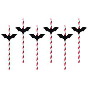 Palhinhas às Riscas Vermelhas com Morcegos, 6 unid.