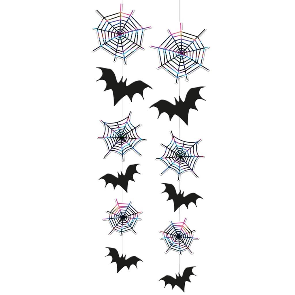 Pêndulos Teias de Aranha Iridescentes e Morcegos Pretos, 2 unid.