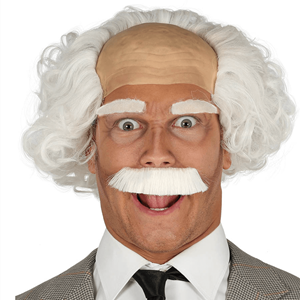 Peruca Branca com Bigode Cientista Einstein
