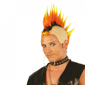 Peruca Calva Punk Fogo