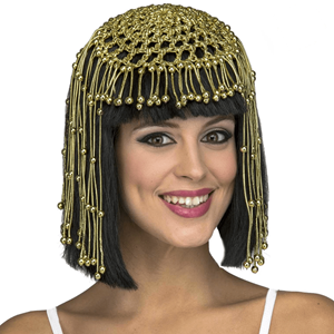Peruca Cleopatra com Miçangas