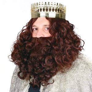 Peruca e Barba Castanha Rei de Luxo