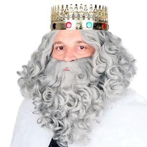 Peruca e Barba Cinzenta Rei de Luxo