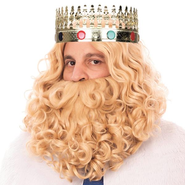 Peruca e Barba Loira Rei de Luxo