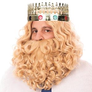 Peruca e Barba Loira Rei de Luxo