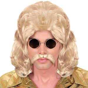 Peruca Loira e Bigode Anos 70