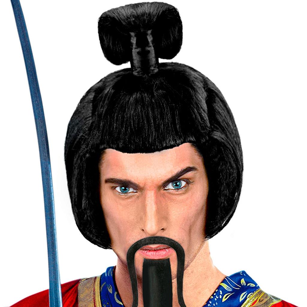 Peruca Preta Samurai Oriental