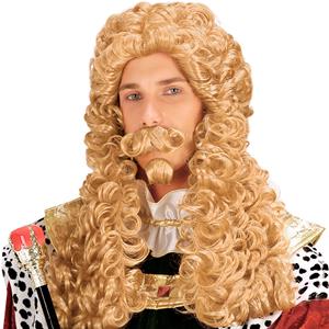 Peruca Rei com Bigode e Pera Loira