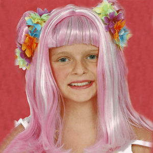 Peruca Rosa com Madeixas Brancas Criança