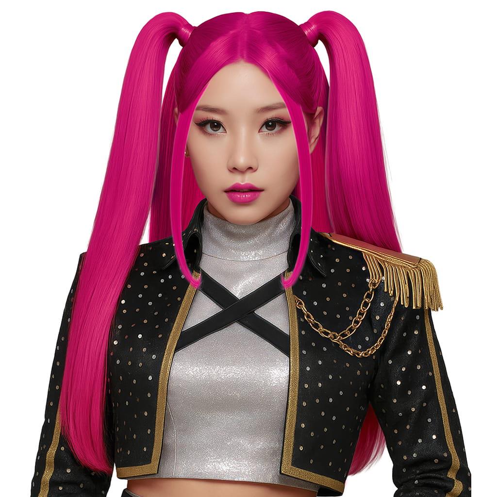 Peruca Rosa Guerreira K-Pop, Adulto