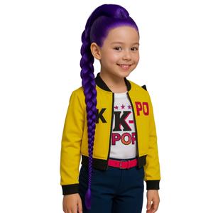 Peruca Trança Roxa Guerreira K-Pop, Criança