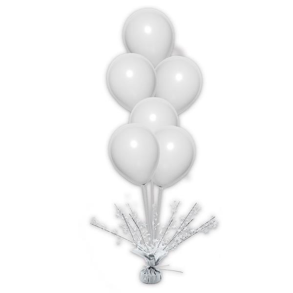 Peso Balões Branco com Estrelas Iridescentes e Varetas
