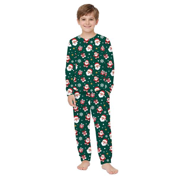 Pijama Verde Natalício com Pai Natal e Presentes, Criança Pijama Verde Natalício com Pai Natal e Presentes, Criança