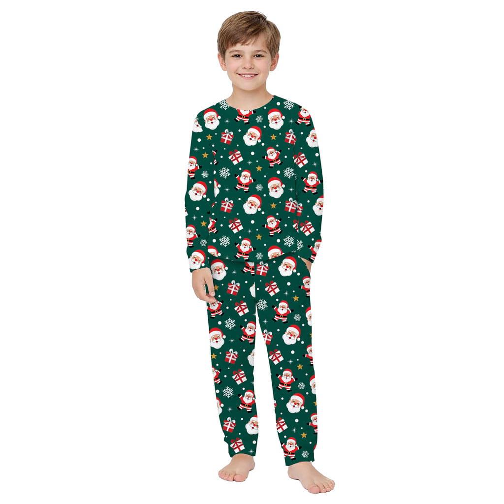 Pijama Verde Natalício com Pai Natal e Presentes, Criança
