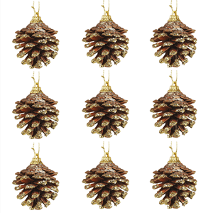 Pinhas Decorativas com Purpurina Dourada, 9 unid.