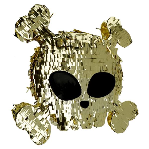 Pinhata Caveira com Ossos Dourada