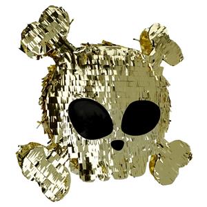 Pinhata Caveira com Ossos Dourada