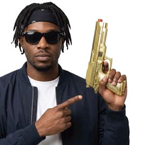 Pistola Gangster Dourada com Som