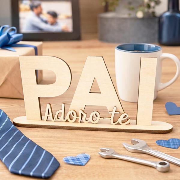 Placa Pai Adoro-te em Madeira com Base