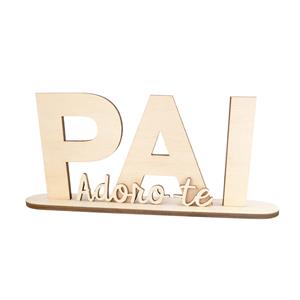 Placa Pai Adoro-te em Madeira com Base