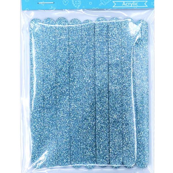 Popsicles Sticks Glitter Azul, 12 unid.