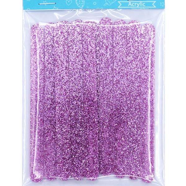 Popsicles Sticks Glitter Rosa, 12 unid.