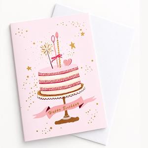 Postal Happy Birthday com Bolo