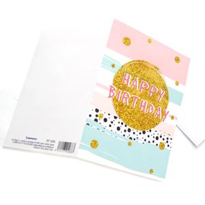 Postal Happy Birthday com Glitter Dourado