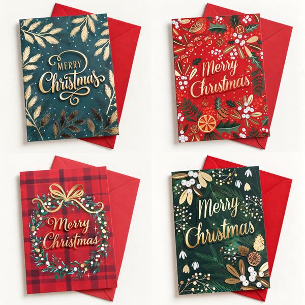 Postal Merry Christmas Vermelho