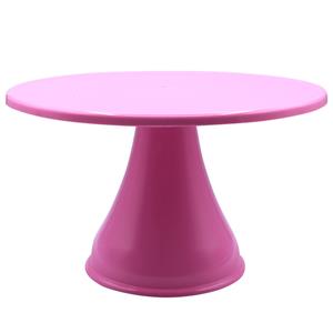 Prato com Pé para Bolo Rosa em Plástico