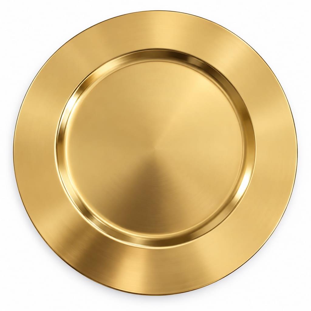 Prato Marcador Liso Dourado, 33 cm. Prato Marcador Liso Dourado, 33 cm.